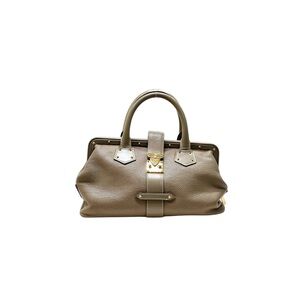 Louis Vuitton Taupe Satchel with Gold Accents